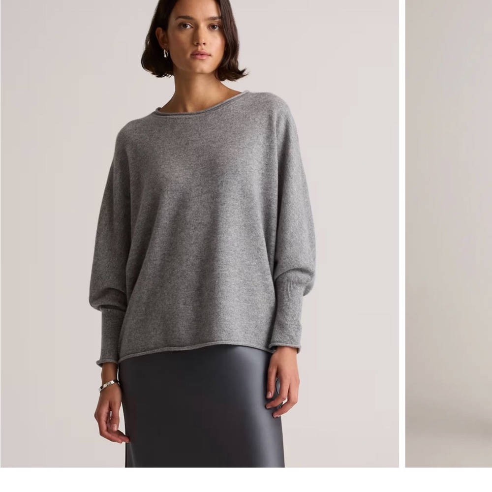 Quince Mongolian Cashmere Batwing Sweater Heather Grey L/XL